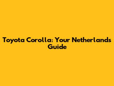 Toyota Corolla: Your Netherlands Guide