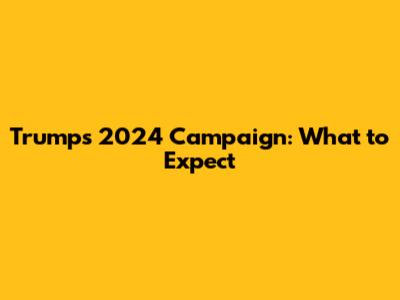 Trump's 2024 Campaign: What to Expect