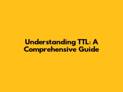 Understanding TTL: A Comprehensive Guide