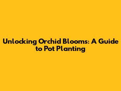 Unlocking Orchid Blooms: A Guide to Pot Planting