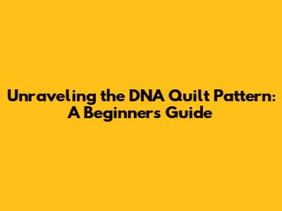 Unraveling the DNA Quilt Pattern: A Beginner's Guide