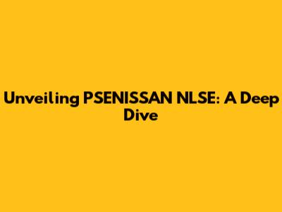 Unveiling PSENISSAN NLSE: A Deep Dive