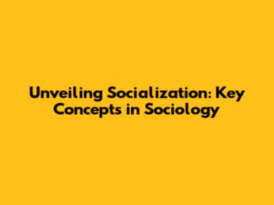 Unveiling Socialization: Key Concepts in Sociology