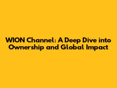WION Channel: A Deep Dive into Ownership and Global Impact