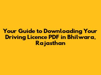 Your Guide to Downloading Your Driving Licence PDF in Bhilwara, Rajasthan