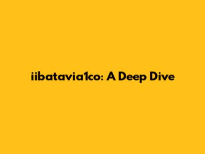 iibatavia1co: A Deep Dive